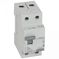Выключатель дифференциальный (УЗО) RX3 2п 25А 100мА тип AC | код. 402028 |  Legrand